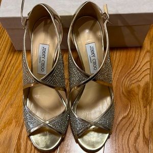 Jimmy Choo gold glitter sandal size 40